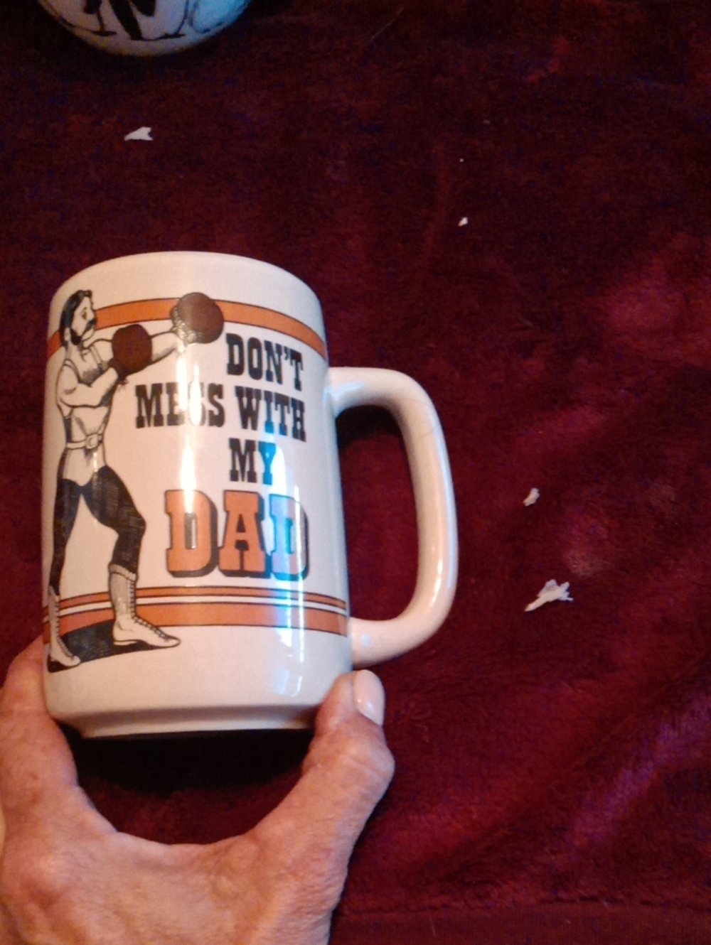 "Don't Mess With My Dad" White Ceramic Boxing Mug